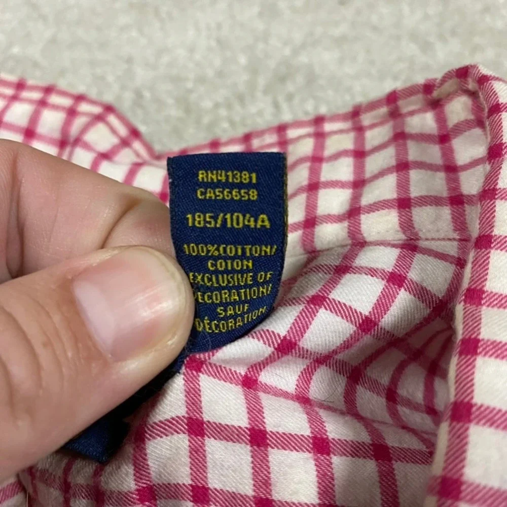 Polo Ralph Lauren Mens XL Slim Fit Red Gingham Check Cotton Button Down Shirt